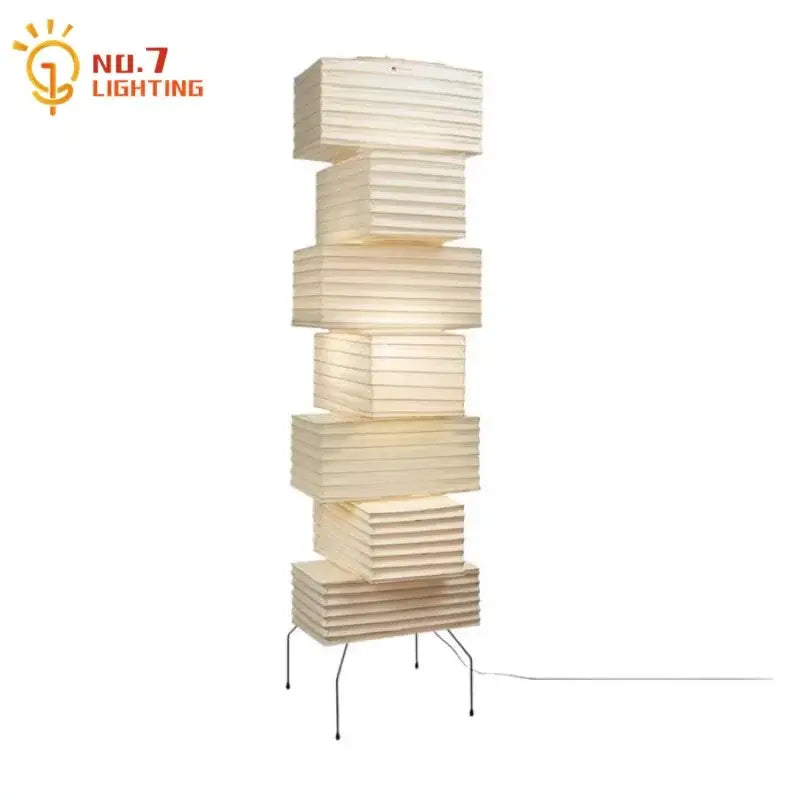 Off-white layered paper floor lamp with modern stacked design decorbites akari noguchi floor lamp led e27 rice paper