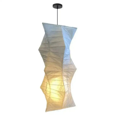 A modern decorbites akari rice paper pendant lamp with twisted cream and pale blue shade for living room or bedroom