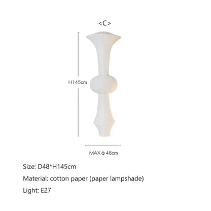 A sleek white decorbites akari rice paper pendant lamp with a modern sculptural design for living room or bedroom