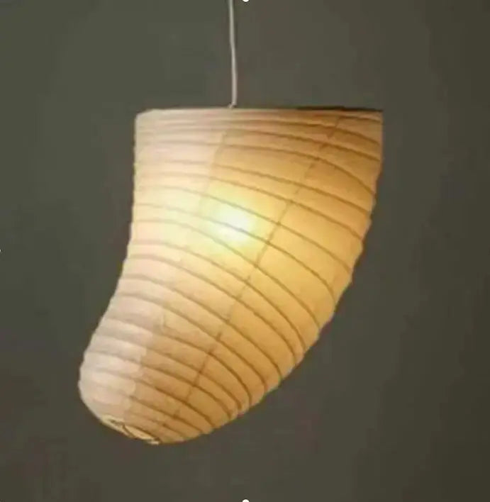Decorbites akari rice paper pendant lamp with curved ribbed design in natural beige tones for living room or bedroom lighting