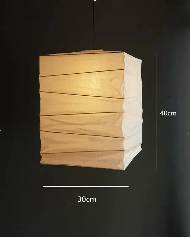 Decorbites akari rice paper pendant lamp warm-toned rectangular design with visible fold lines for living room bedroom