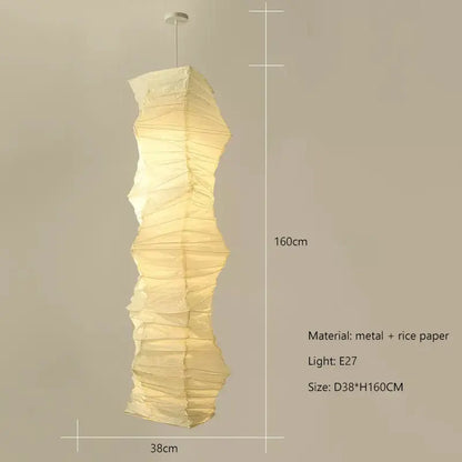 DecorBites™ akari rice paper pendant lamp with wavy accordion design and metal frame for living room and bedroom