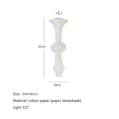 A sleek white decorbites akari rice paper pendant lamp with elongated neck and rounded bulb for living room lighting