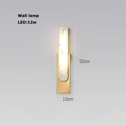 Modern wall lamp with alabaster gold chrome base and marble-patterned glass diffuser for warm living room lighting