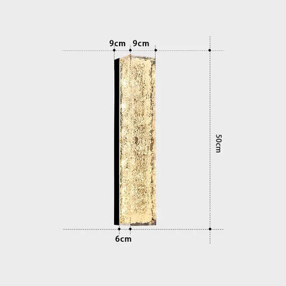 Decorbites™ all copper wall lamp with a 50cm textured gold-leaf copper wall finish and black side trim for luxury use