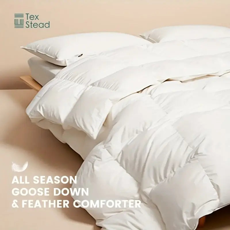 White tex stead all-season comforter duvet insert with plush quilted design filled with lightweight goose down and feathers