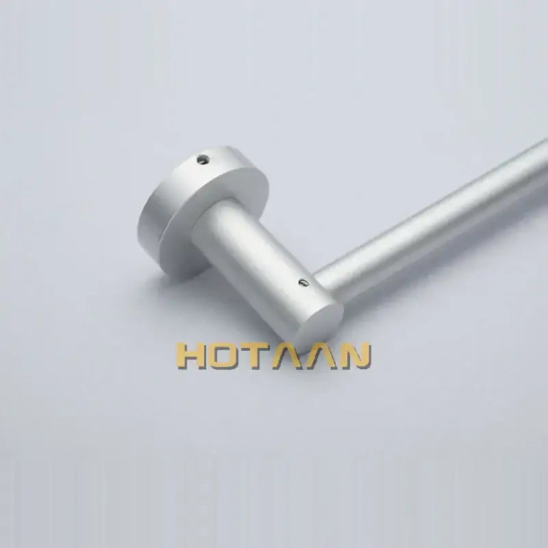 Silver metallic aluminium towel bar rail holder with flanged end and threaded holes for anti-rust bathroom use