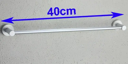 Silver 40cm aluminium towel bar rail holder with sleek polished metal finish and anti-rust round end caps