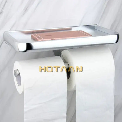 Chrome finished decorbites aluminium dual-roll toilet paper holder with reflective tray and oxidation finish for bathroom use