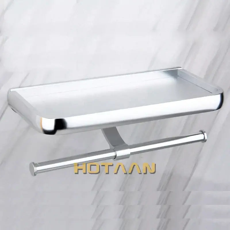 Decorbites aluminium toilet paper holder with chrome finish rectangular tray and integrated roll dispenser multifunction paper holder