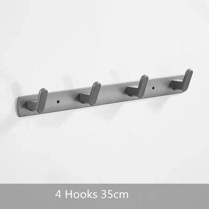 Modern matte gray aluminum alloy towel hooks wall mounted coat rack with four evenly spaced alloy towel hooks