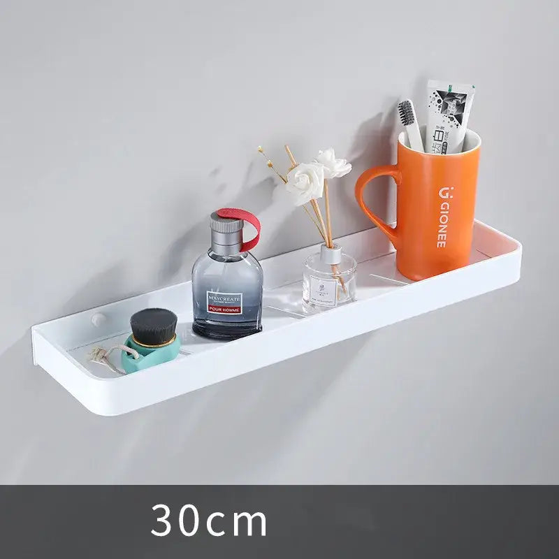 White plastic wall-mounted bathroom corner shelf 30cm long for kitchen or bathroom corner storage holder