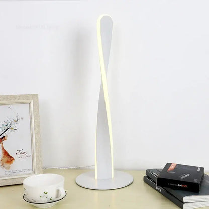 Modern white aluminum floor lamp with sleek twisted design and dimmable led light strip by decorbites