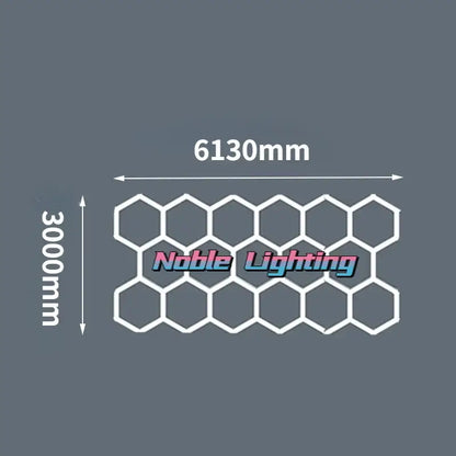 White aluminum housing hexagon led light bar panel 6130mm wide and 3000mm tall for honeycomb ceiling lamp