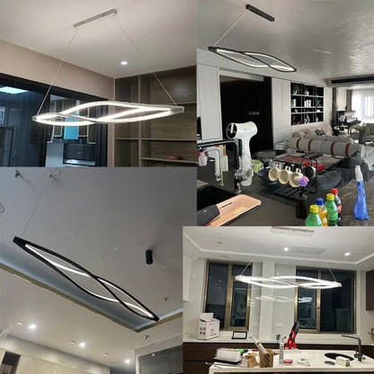 Modern minimalist aluminum led pendant lamp with sleek black and white geometric design for kitchen dining island lighting