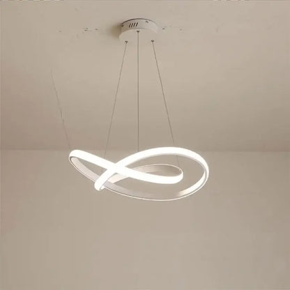 DecorBites aluminum line pendant light with modern white led infinity loop design for dining room ceiling illumination