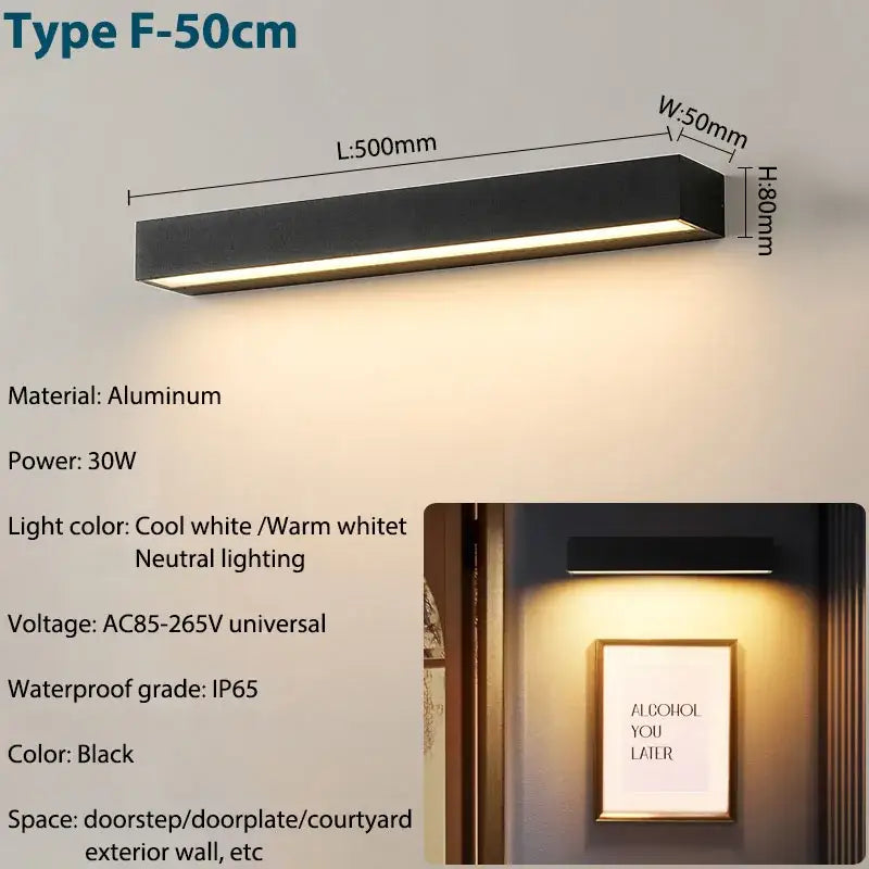 Black aluminum wall sconces with sleek rectangular design 30w power for outdoor wall use by DecorBites aluminum