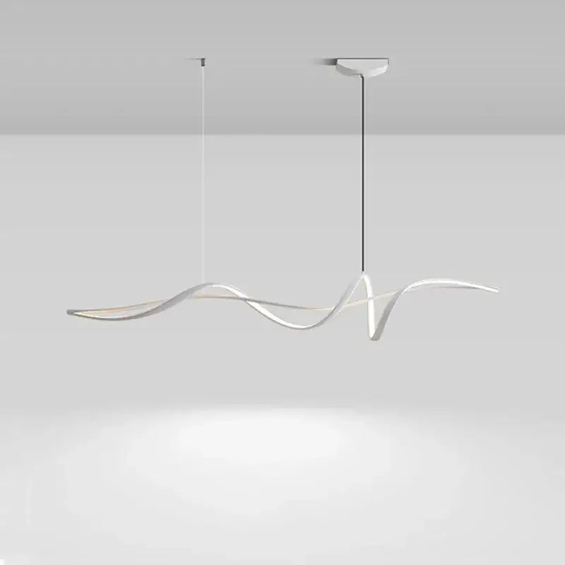Decorbites aluminum pendant light chandelier with sleek white wave design and minimalist metal suspension for dining room