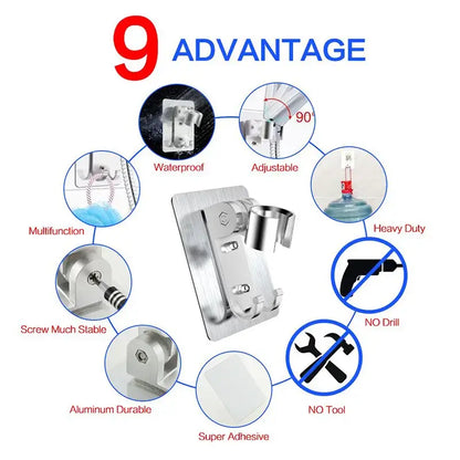Stainless steel decorbites aluminum showerhead holder with adjustable angle and waterproof wall-mounted design