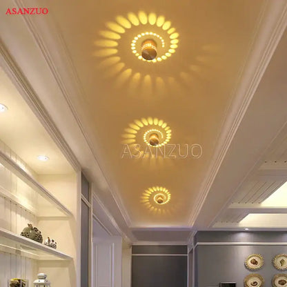 Gold-toned decorbites aluminum spiral led wall lamp with warm illumination for bedroom and living room decor