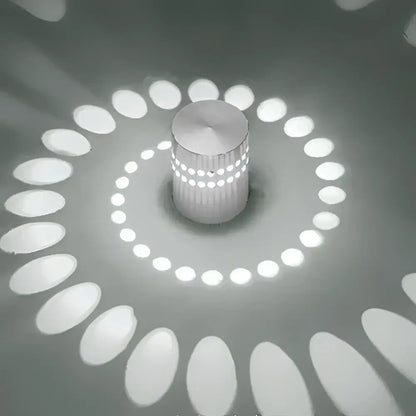 Silver metallic decorbites aluminum spiral wall lamp knob with textured ridges and circular aluminum spiral led lights