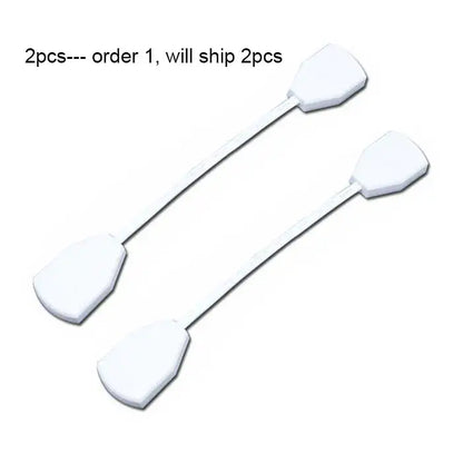 White plastic safety pins with sleek design and rounded ends for use with decorbites aluminum track rails