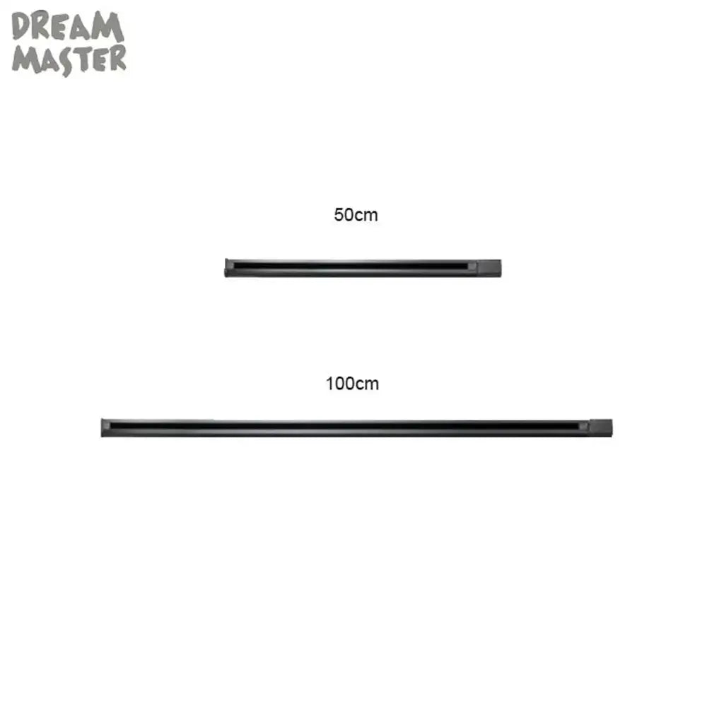 Black matte-finish decorbites aluminum track rails for led spotlights available in 50cm and 100cm lengths with t-l connector
