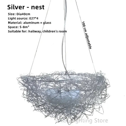 Silver nest pendant lights by decorbites featuring woven aluminum and glass design with e27 bulb socket for various spaces
