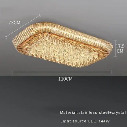 DecorBites amber crystal ceiling chandelier with gold-toned stainless steel frame and cascading crystals for luxe LED decor