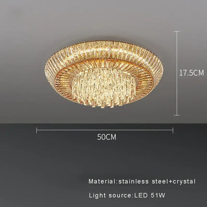 DecorBites amber crystal ceiling chandelier with golden stainless steel frame and cascading crystal elements