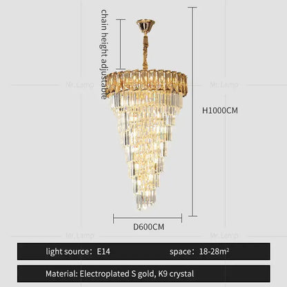 DecorBites amber crystal chandelier with gold electroplated frame and cascading clear k9 crystal tiers for luxurious living spaces