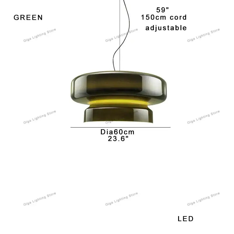 Modern green glass pendant lights with sleek tiered design and adjustable 150cm cord for kitchen island dining table decoration