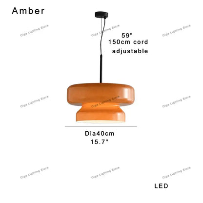DecorBites amber glass ceiling pendant light with amber-colored glass and adjustable 150cm cord for kitchen island
