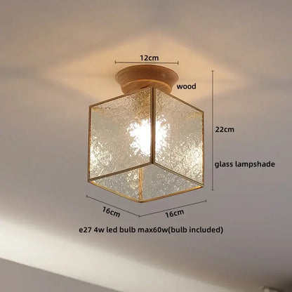 Decorbites™ amber glass led ceiling light with hexagonal frosted glass and gold metal frame for modern home decor