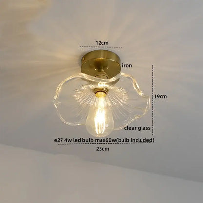 Decorbites amber glass led ceiling lights featuring a delicate flower-shaped glass with brass iron base and e27 bulb