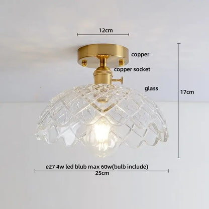 Clear glass pendant ceiling light with copper finish mounting base for modern nordic kitchen and living room lighting