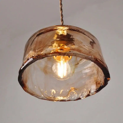 Decorbites amber glass led pendant lamp with hand-blown amber glass and textured finish for dining room lighting