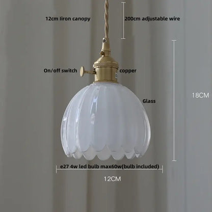 Decorbites amber glass led pendant light with white ribbed glass shade and copper metal fixture for modern lighting