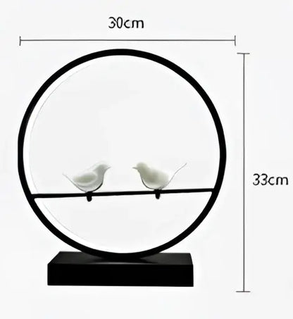 DecorBites™ angel doll bird table lamp with black metal frame and white ceramic birds for romantic home lighting