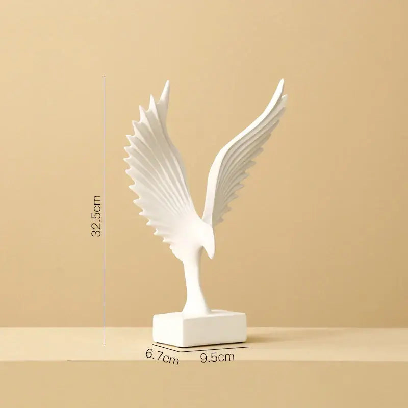 DecorBites angel wings sculpture white ceramic with detailed outstretched wings and sleek base Nordic modern abstract artware