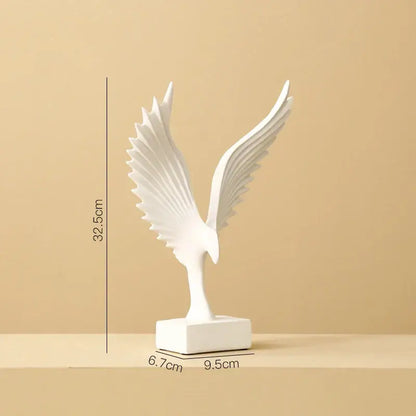DecorBites angel wings sculpture white ceramic with detailed outstretched wings and sleek base Nordic modern abstract artware