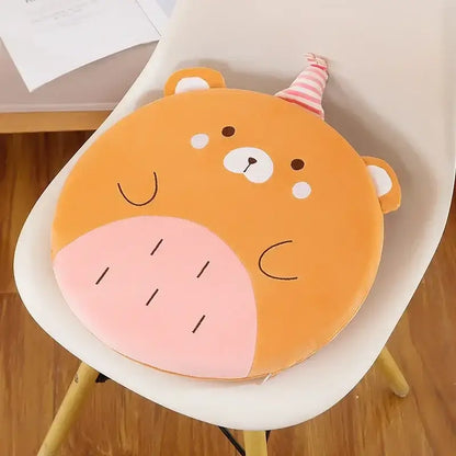 Orange plush bear-shaped decorbites™ animal print round office chair cushion with memory foam and velvet cover