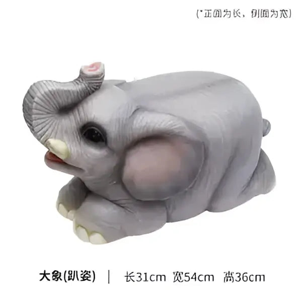Decorbites™ gray elephant resin sculpture footstool seat with detailed features and soft rounded contours