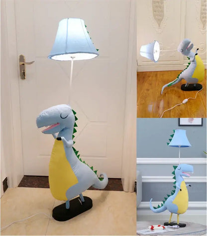 Decorbites™ animal shape led floor lamp in light blue and yellow with green spines and soft fabric body for children’s room