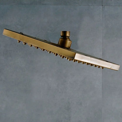 Brass-finished decorbites antique brass 8-inch square rainfall shower head with textured spiky surface and central stem