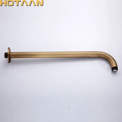 Decorbites antique brass bathroom tub shower arm 37cm with brass finish curved design and black rubber seal