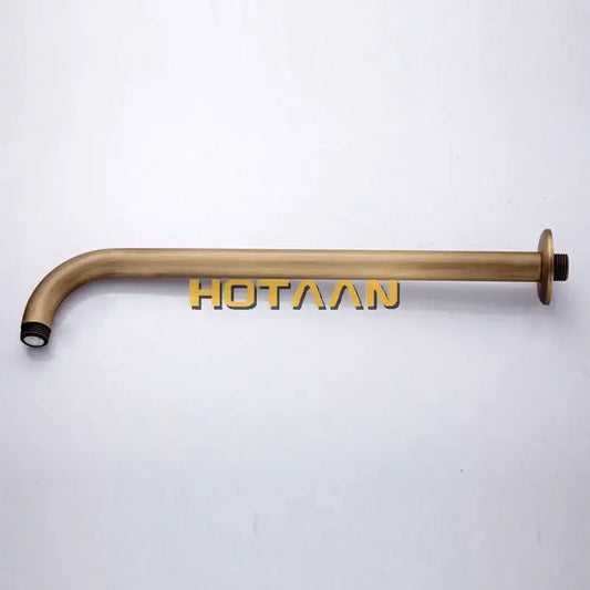 DecorBites™ antique brass bathroom curved shower arm in brass finish with threaded ends for bathroom tub wall mount
