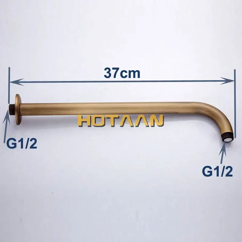 Decorbites antique brass bathroom tub shower arm 37cm brass finish with g1/2 threaded ends for wall mount