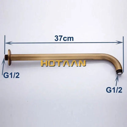 Decorbites antique brass bathroom tub shower arm 37cm brass finish with g1/2 threaded ends for wall mount