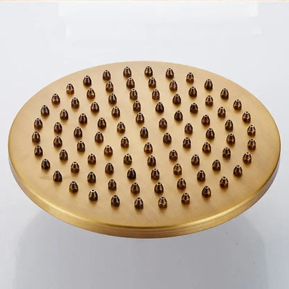 Round brushed gold colored showerhead with grid nozzles from decorbites antique brass black 8 inch rainfall shower set